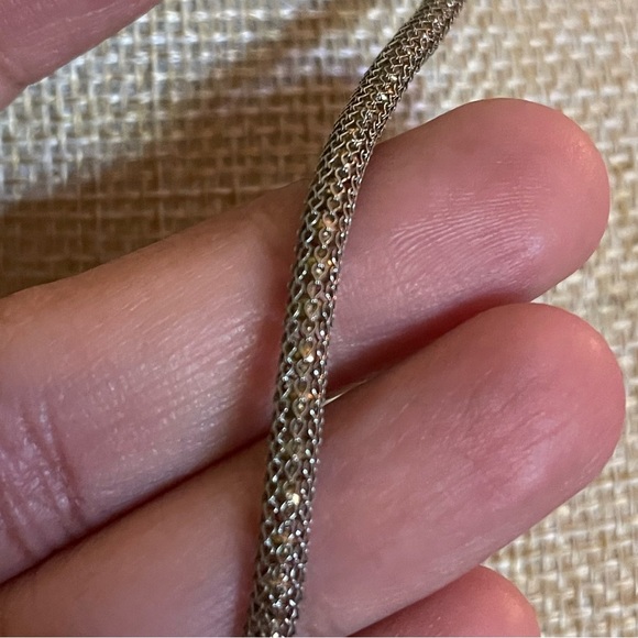 Elegant Swarovski Style Gold Mesh with Crystals Chain Necklace - Picture 8 of 9